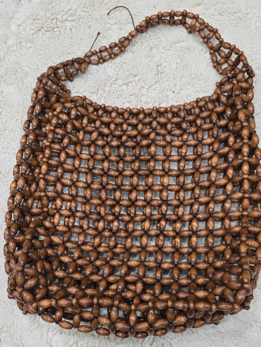 Handcrafted Brown Beaded Tote Bag